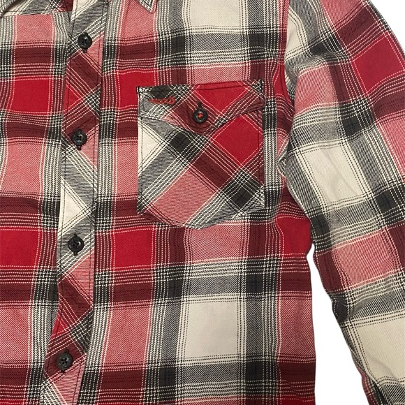 Vans Red Black White Boys‎ Flannel Button Up Sz L - Picture 2 of 6